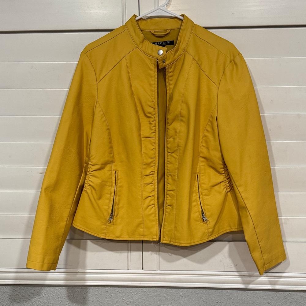 Baccini Mustard Leather Jacket
